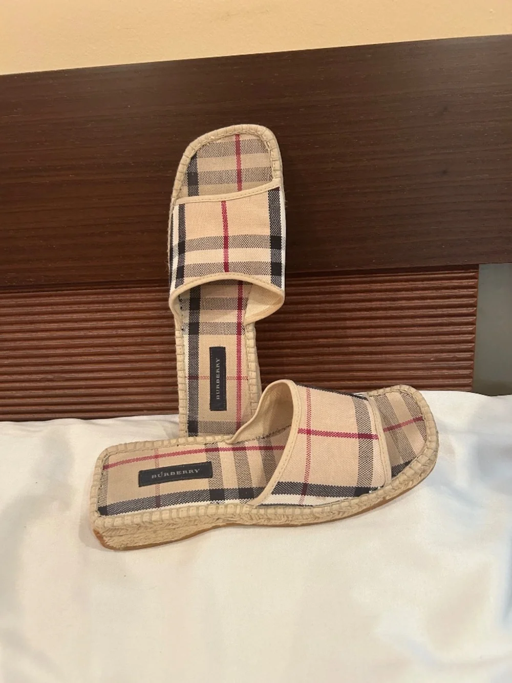 Authentic Burberry check slides size 37